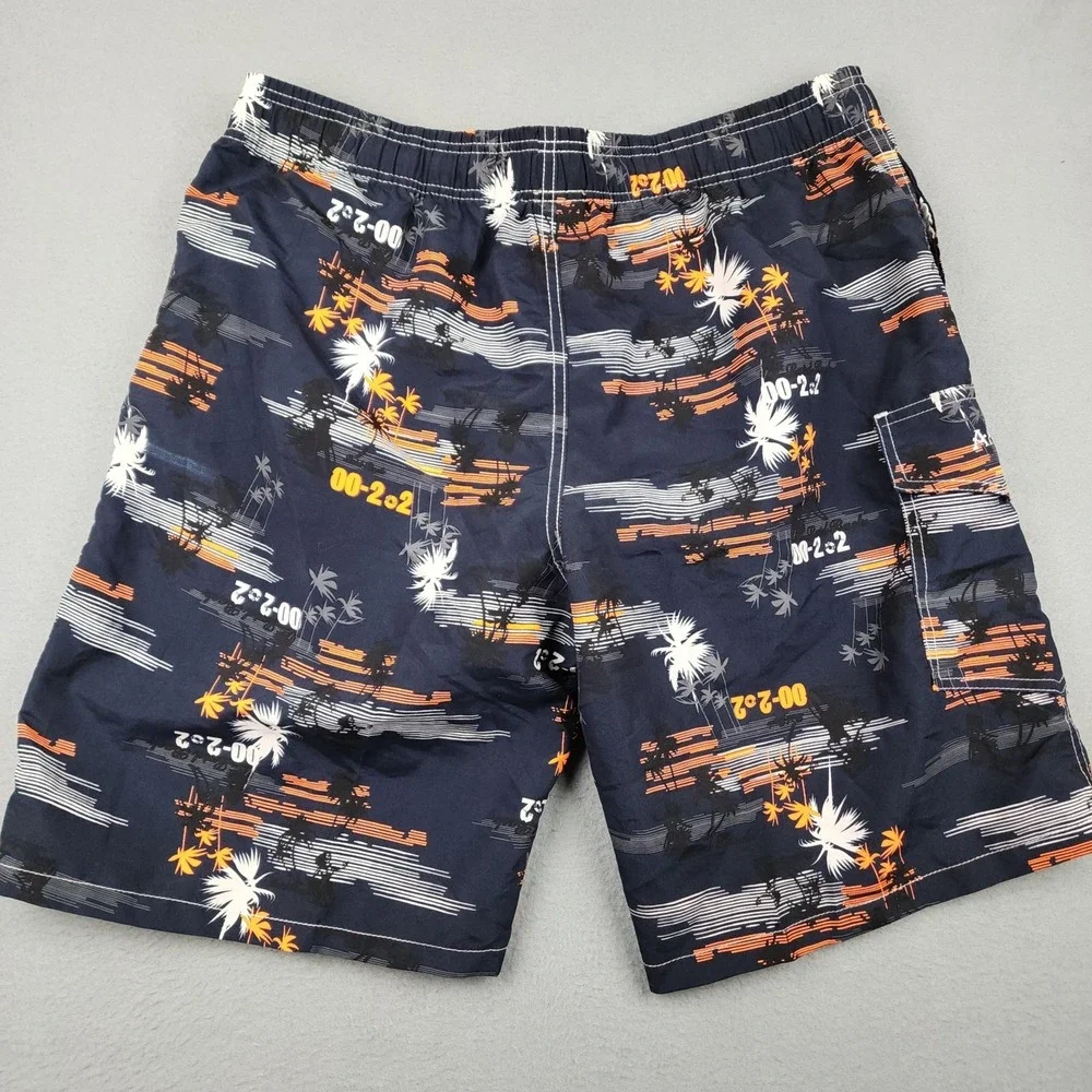 APTRO Swim Shorts Mens XL Blue Palm Print Board Trunks Mesh Lined Drawstring